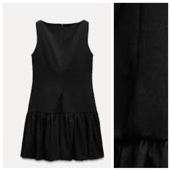 NWOT. Zara Black Viscose Blend Short Dress with Bows. Size M. - Picture 7 of 12
